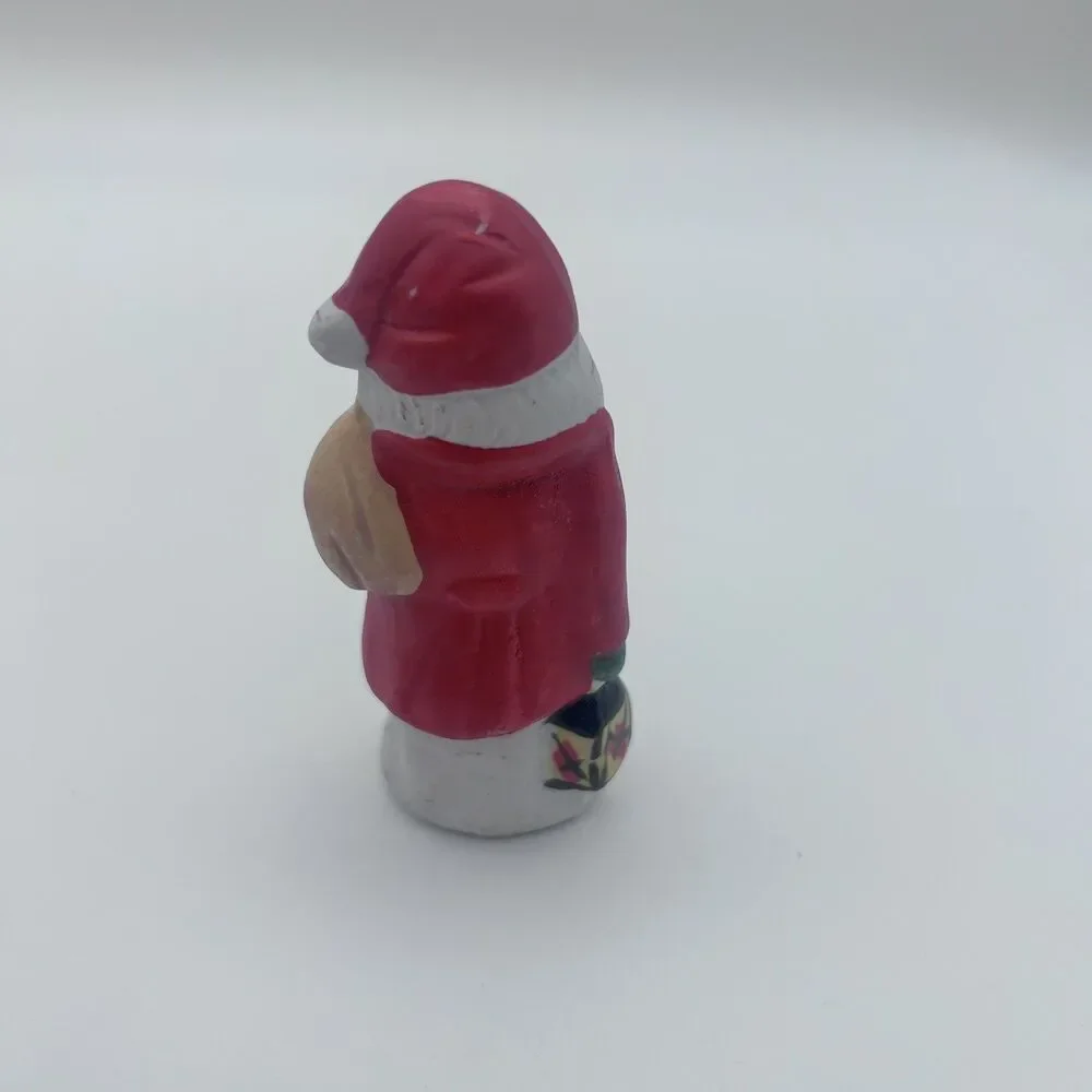 Vtg set of Santa Claus Gnome Christmas Figure 3” Porcelain Figurine (set of 4)